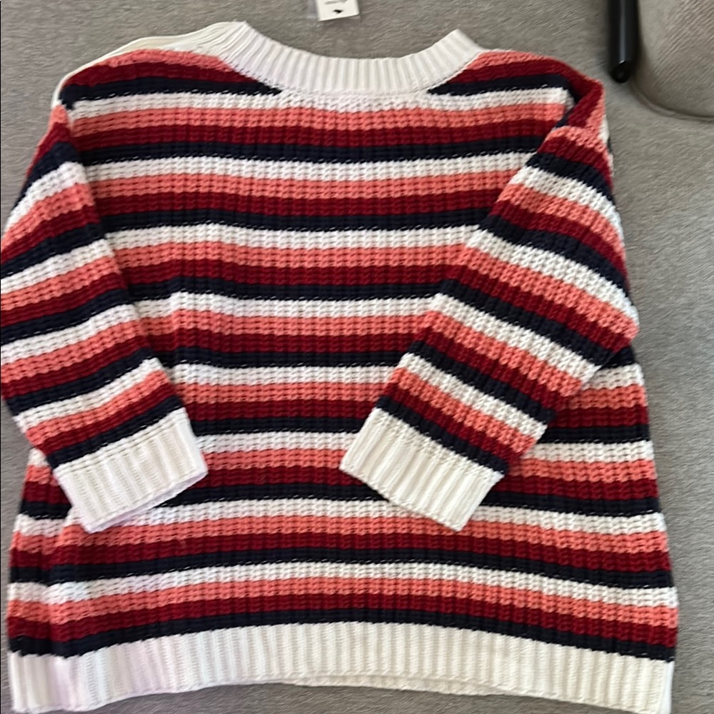 Striped Knit Sweater - Red, White, and Black - Picture 7 of 9